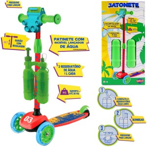 PATINETE JATONETE COM 3 RODAS + LANCADOR DE AGUA DUPLO 2L 70X52X22CM