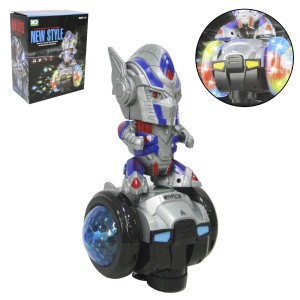 BONECO ROBO NEW STYLE EM PE CARRINHO BATE E VOLTA COM SOM E LUZ COLORS A PILHA