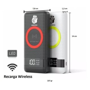 BATERIA EXTERNA PINENG PN-886PD 10000MAH INDUÇÃO