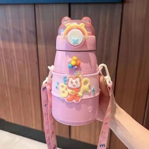 GARRAFA TERMICA INFANTIL 500ML COM BORRACHA E ALÇA