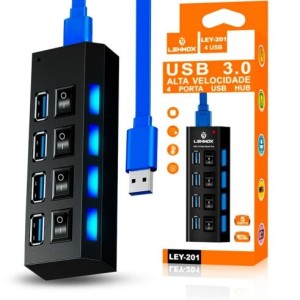 HUB USB LEHMOX LEY-201 USB 3.0 4 PORTAS
