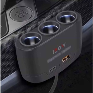 ACENDEDOR DE CIGARROS KAPBOM KA-C205 1 A 3 SOQUETES + USB + TIPO C