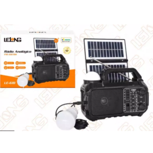 CAIXA DE SOM RADIO ANALOGICO FM/AM/SW COM CARREGAMENTO SOLAR E LAMPADA LELONG LE-618