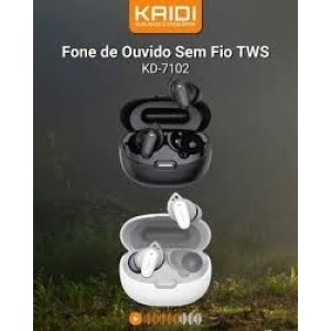 FONE DE OUVIDO KAIDI SEM FIO TWS KD-7102 IPX5 RESISTENTE A AGUA