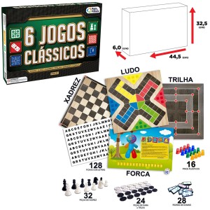 JOGOS CLASSICOS COM 6 PECAS XADREZ / DAMA / LUDO / DOMINO / FORCA / TRILHA