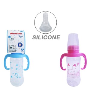 MAMADEIRA PREMIUM DECORADA COM ALCA E BICO DE SILICONE COLORS 240ML