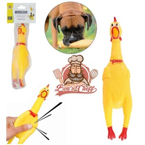 BRINQUEDO PARA CACHORRO FRANGO DE PLASTICO COM SOM