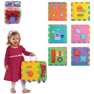 CUBO DE ENCAIXE DIDATICO GRANDE COLORS 28CM