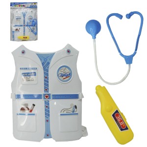 KIT MEDICO INFANTIL COM COLETE + ESTETOSCOPIO E ACESSORIOS 4 PECAS
