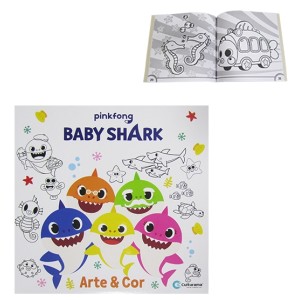 LIVRO PARA COLORIR ARTE E COR BABY SHARK 36 PAGINAS