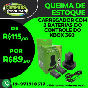 CARREGADOR COM 2 BATERIAS DO CONTROLE DO XBOX 360 JHD-181