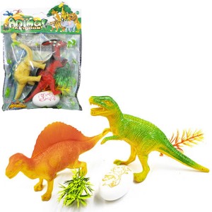 KIT ANIMAL DINOSSAURO DE PLASTICO COM ACESSORIOS 5 PECAS