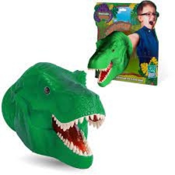 FANTOCHE DE MAO CABECA DINOSSAURO VERDE