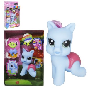 UNICORNIO / PONEY DE VINIL COM CRINA + ACESSORIOS LINDO CAVALINHO 3 PECAS
