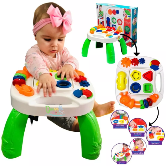 Mesa Didática Infantil Play Time Para Bebê Mesinha Educativa Cotiplas